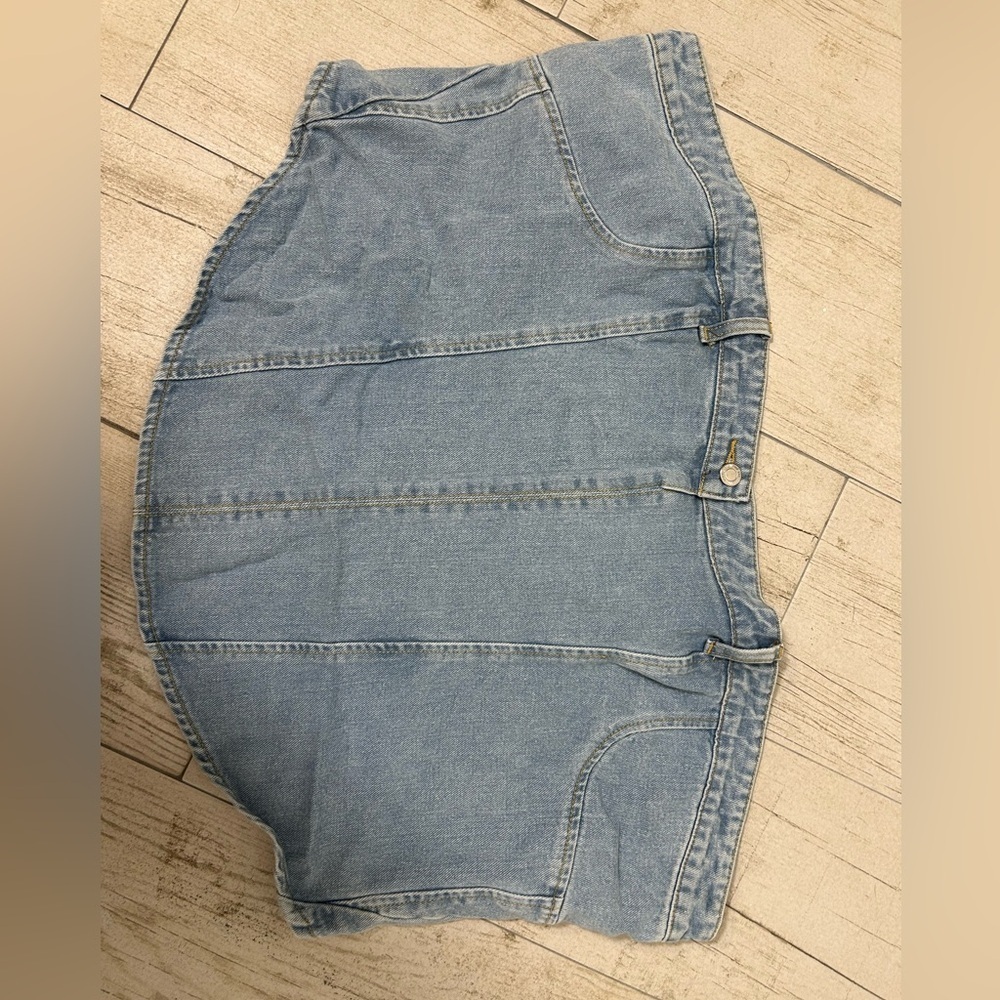 PrettyLittleThing Plus Blue Wash Jean Waistband Denim Corset